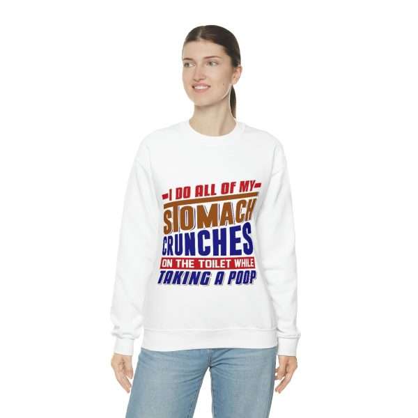 Humorous Unisex Heavy Blend Crewneck Sweatshirt - I Do All of My Stomach Crunches on the Toilet While Taking a Poop - Image 5