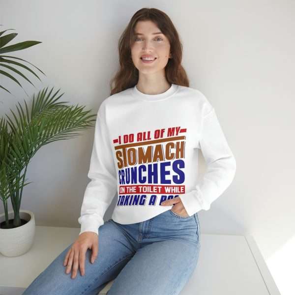 Humorous Unisex Heavy Blend Crewneck Sweatshirt - I Do All of My Stomach Crunches on the Toilet While Taking a Poop - Image 6