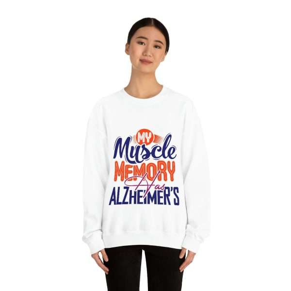 Humorous Unisex Heavy Blend Crewneck Sweatshirt - My Muscle Memory Has Alzheimer’s - Image 3