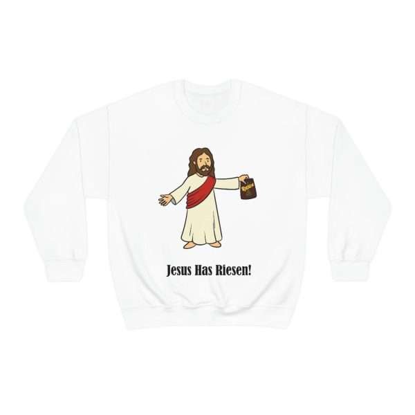 Humorous Unisex Heavy Blend Crewneck Sweatshirt - Jesus Has Riesen! - Image 2