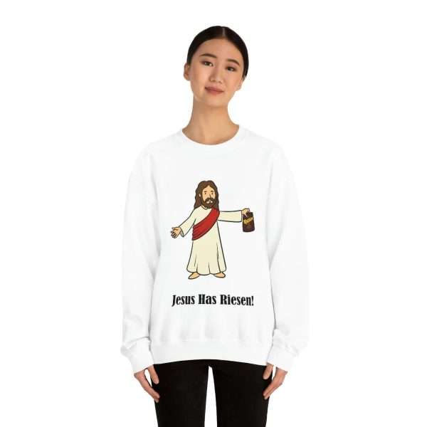 Humorous Unisex Heavy Blend Crewneck Sweatshirt - Jesus Has Riesen! - Image 3