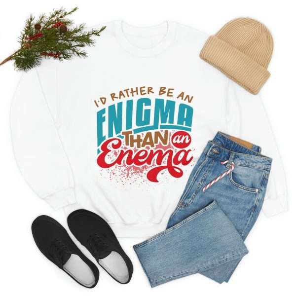 Humorous Unisex Heavy Blend Crewneck Sweatshirt - I’d Rather Be an Enigma Than an Enema - Image 7