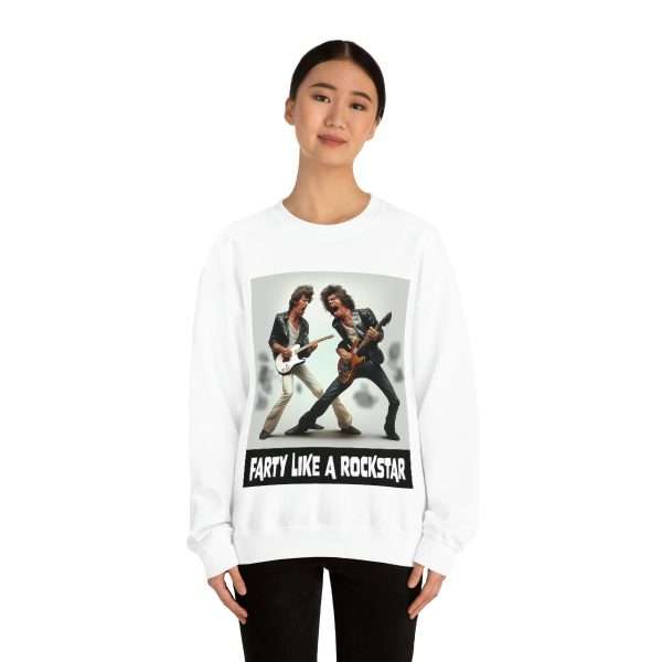 Funny Unisex Heavy Blend Crewneck Sweatshirt - Farty Like a Rockstar - Image 3