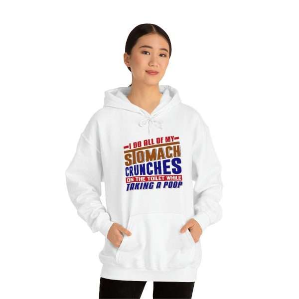 Humorous Unisex Heavy Blend Hoodie Sweatshirt - I Do All of My Stomach Crunches on the Toilet While Taking a Poop - Image 3