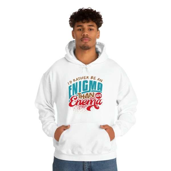 Humorous Unisex Heavy Blend Hoodie Sweatshirt - I’d Rather Be an Enigma Than an Enema - Image 4