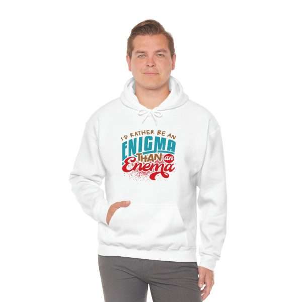 Humorous Unisex Heavy Blend Hoodie Sweatshirt - I’d Rather Be an Enigma Than an Enema - Image 6