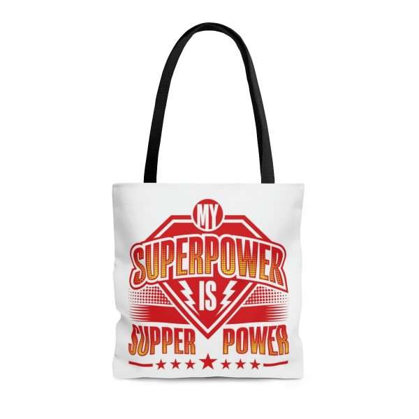 Funny Tote Bag AOP - My Superpower Is Supper Power - Image 2