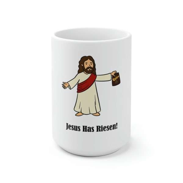 Humorous Premium Coffee Mug 15 oz - Jesus Has Riesen!