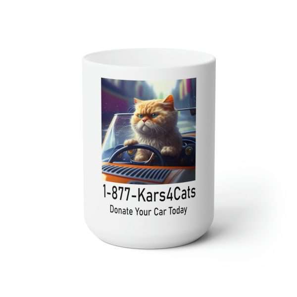 Funny Premium Coffee Mug 15 oz - 1-877-Kars4Cats Donate Your Car Today