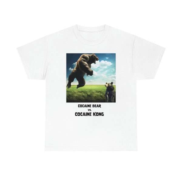 Funny Unisex Heavy Cotton T-shirt - Cocaine Bear vs Cocaine Kong - Image 2