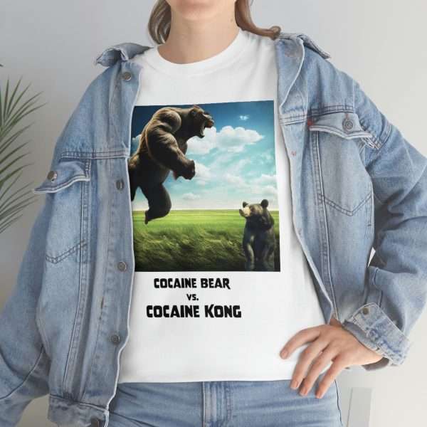 Funny Unisex Heavy Cotton T-shirt - Cocaine Bear vs Cocaine Kong - Image 6