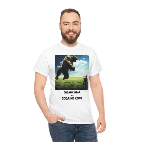 Funny Unisex Heavy Cotton T-shirt - Cocaine Bear vs Cocaine Kong