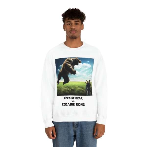 Funny Unisex Heavy Blend Crewneck Sweatshirt - Cocaine Bear vs Cocaine Kong - Image 3