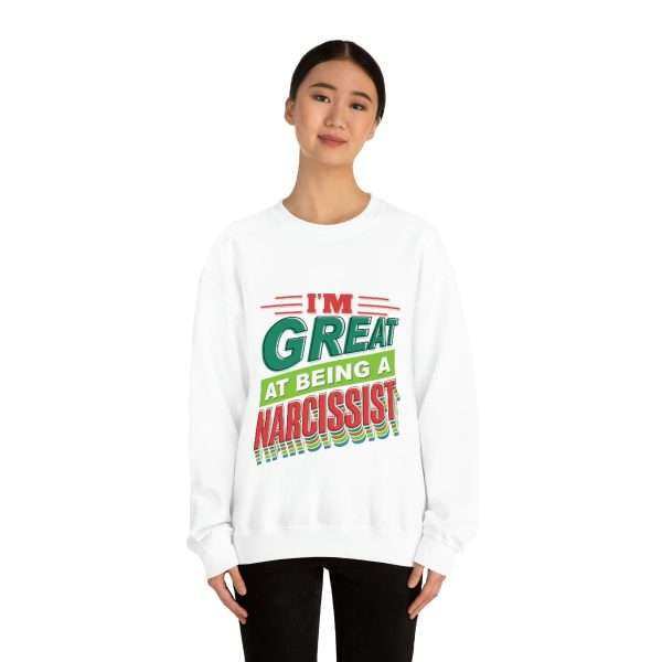 Funny Unisex Heavy Blend Crewneck Sweatshirt - I'm Great at Being a Narcissist - Image 4