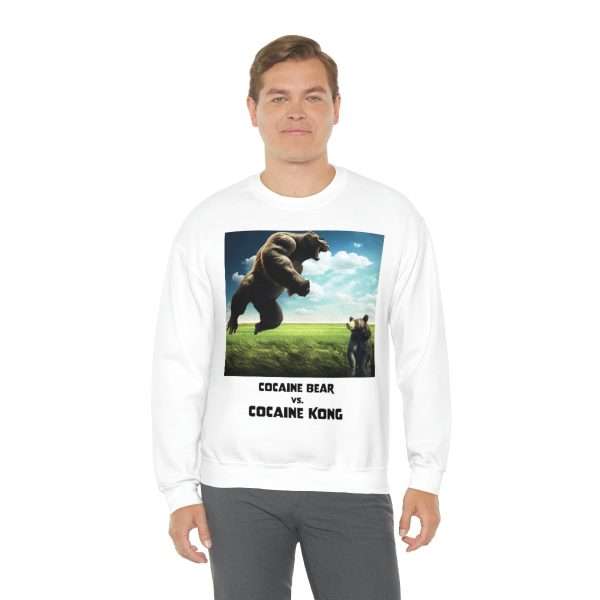 Funny Unisex Heavy Blend Crewneck Sweatshirt - Cocaine Bear vs Cocaine Kong - Image 4