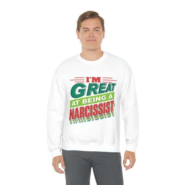 Funny Unisex Heavy Blend Crewneck Sweatshirt - I'm Great at Being a Narcissist - Image 5