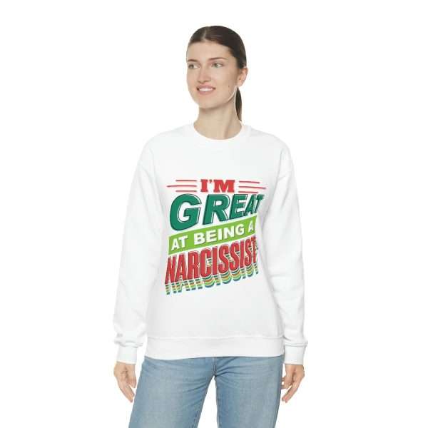 Funny Unisex Heavy Blend Crewneck Sweatshirt - I'm Great at Being a Narcissist - Image 6