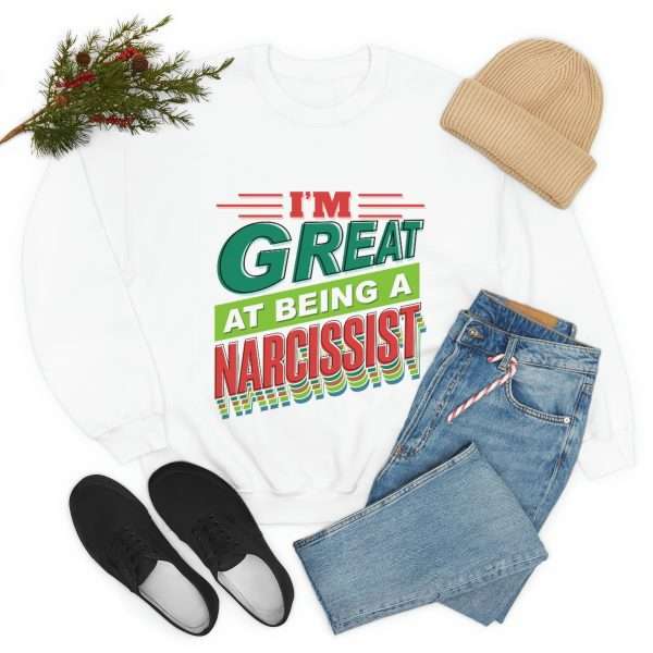 Funny Unisex Heavy Blend Crewneck Sweatshirt - I'm Great at Being a Narcissist - Image 8