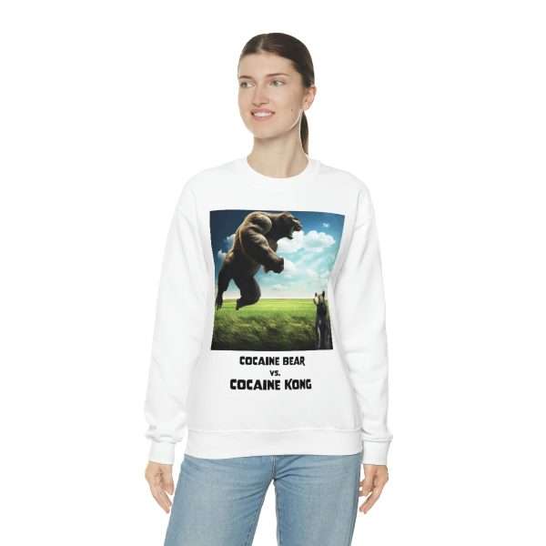 Funny Unisex Heavy Blend Crewneck Sweatshirt - Cocaine Bear vs Cocaine Kong - Image 5