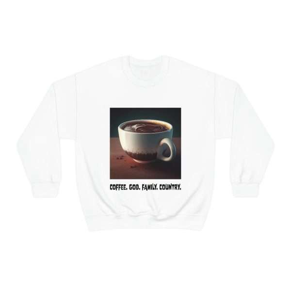 Funny Unisex Heavy Blend Crewneck Sweatshirt - Coffee God Family Country - Image 2