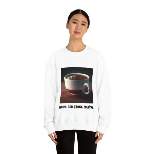 Funny Unisex Heavy Blend Crewneck Sweatshirt - Coffee God Family Country - Image 4