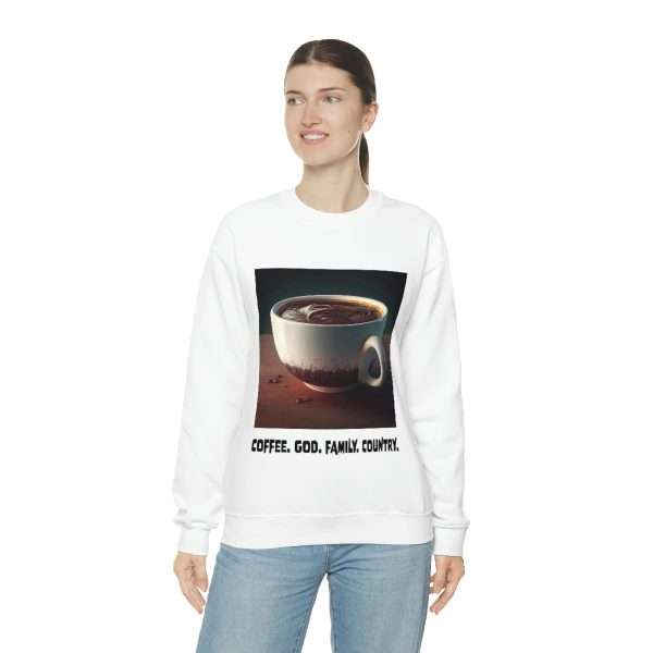 Funny Unisex Heavy Blend Crewneck Sweatshirt - Coffee God Family Country - Image 6