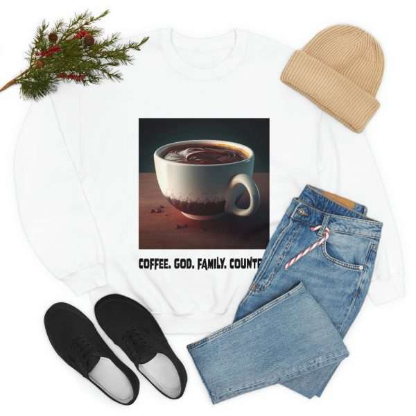 Funny Unisex Heavy Blend Crewneck Sweatshirt - Coffee God Family Country - Image 8