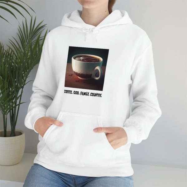 Funny Unisex Heavy Blend Hoodie Sweatshirt - Coffee God Family Country