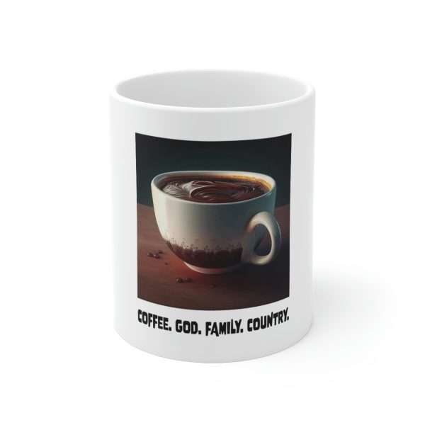 Humorous Coffee Mug 11 oz - Coffee God Family Country