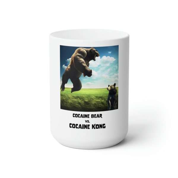 Funny Premium Coffee Mug 15 oz - Cocaine Bear vs Cocaine Kong