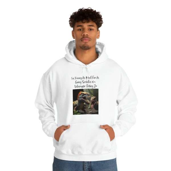 Funny Unisex Heavy Blend Hoodie Sweatshirt - I’m Having As Much Fun As Giving Scritches at a Velociraptor Petting Zoo - Image 4