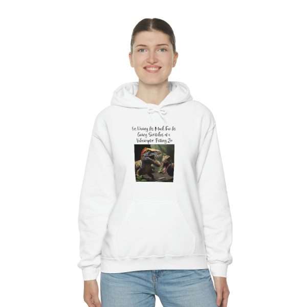 Funny Unisex Heavy Blend Hoodie Sweatshirt - I’m Having As Much Fun As Giving Scritches at a Velociraptor Petting Zoo - Image 5