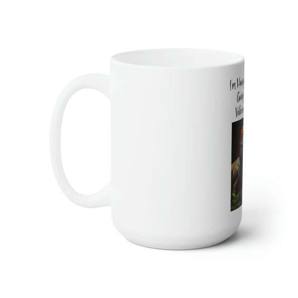 Funny Premium Coffee Mug 15 oz - I’m Having As Much Fun As Giving Scritches at a Velociraptor Petting Zoo - Image 2