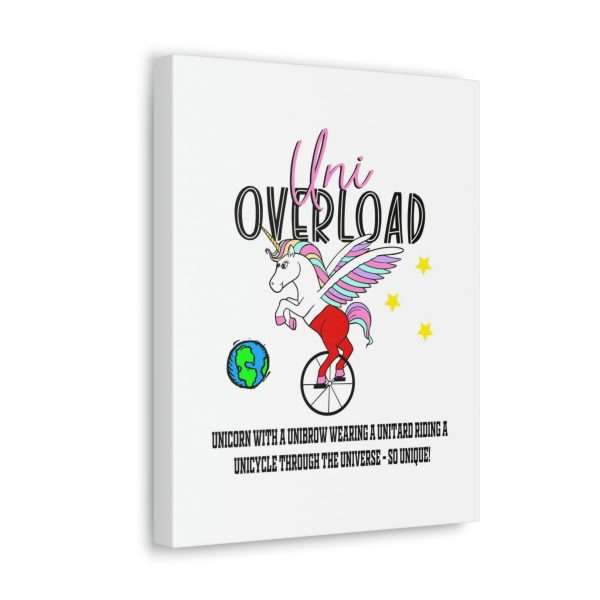 Funny Canvas Art Print Gallery Wrap - Uni Overload: Unicorn with a Unibrow wearing a unitard riding a unicycle through the universe – so unique! - Image 30