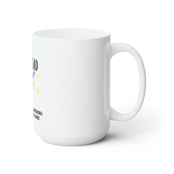 Funny Premium Coffee Mug 15 oz - Uni Overload: Unicorn with a Unibrow wearing a unitard riding a unicycle through the universe – so unique! - Image 3