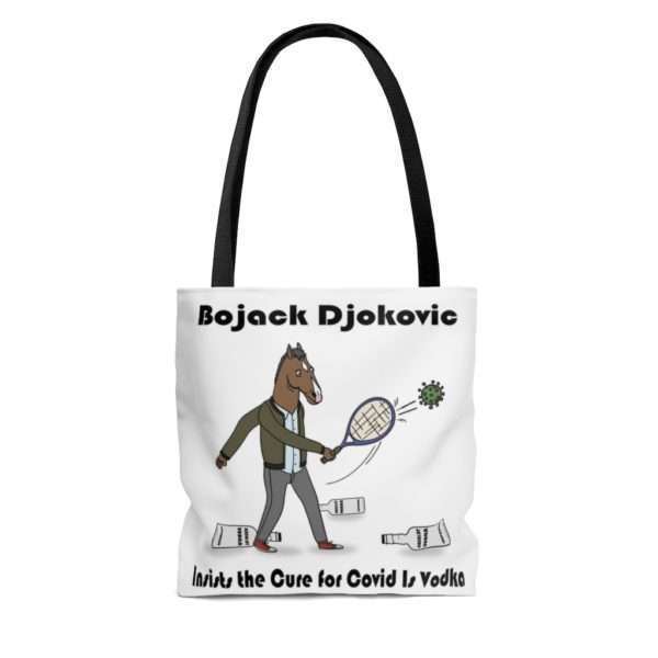 Bojack Djokovic Insists the Cure for Covid Is Vodka AOP Tote Bag - Image 4