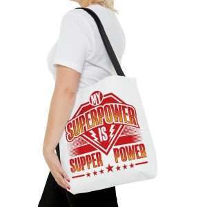 Funny Tote Bag AOP - My Superpower Is Supper Power