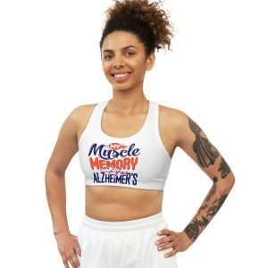 Humorous Seamless Sports Bra AOP - My Muscle Memory Has Alzheimer’s